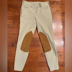 Beige Riding Pants with Brown Knee Patches